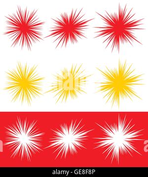 Radiale Linien Dutone Explosionseffekt platzen. Starburst, Sunburst Element. Stock Vektor