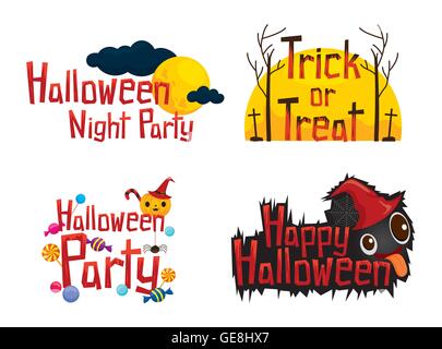 Halloween-Texte entwerfen Elementsatz, Mystery, Urlaub, Kultur, Oktober, Dekoration, Fantasy, Night Party Stock Vektor