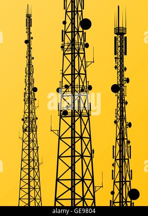 Kommunikation Übertragung Turm Radio Signal Telefon Antenne Vektor Stock Vektor
