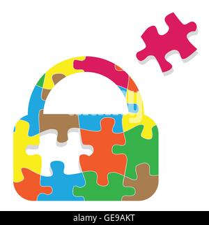Schloss Vorhängeschloss sichern Puzzle Vektor Hintergrund Sicherheitskonzept Stock Vektor