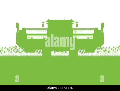 Landwirtschaftliche Mähdrescher in Korn saisonale Landwirtschaft Landschaft Szene Illustration Hintergrund Feldvektors Stock Vektor