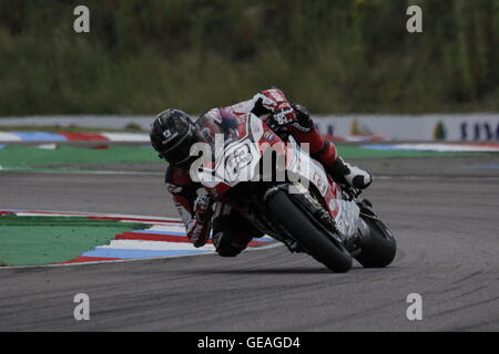 Danny Buchan Reiten in den Qualifikationsrunden der MCE Insurance Superbike-Meisterschaft in Thruxton 23. Juli 2016. Stockfoto