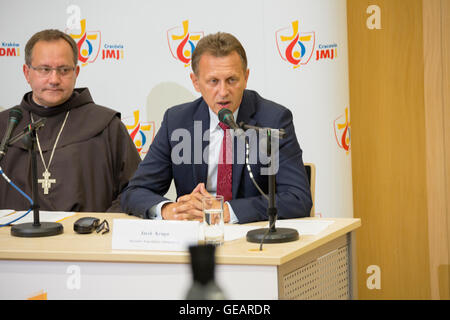 Krakau, Polen. 25. Juli 2016. Bilder von der ersten Medienkonferenz der 2016 Welt Jugend Tag 2016 in Krakau, Polen Kredit: Lorenzo Bossi/Alamy Live News Stockfoto