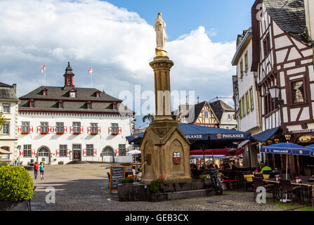 Historische alte Stadt Linz am Rhein-Tal, Deutschland, Marktplatz, Stockfoto