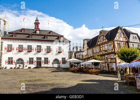 Historische alte Stadt Linz am Rhein-Tal, Deutschland, Marktplatz, Stockfoto