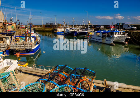 Angelboote/Fischerboote im Hafen von Pittenweem, Fife gefesselt. Stockfoto