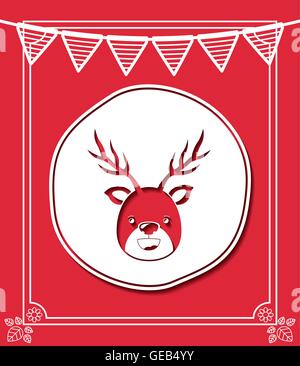 Frohe Weihnachten-Rahmen mit Rentier isoliert Icon-design Stock Vektor
