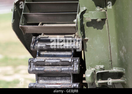 Raupen des Tanks, Nahaufnahme Stockfoto