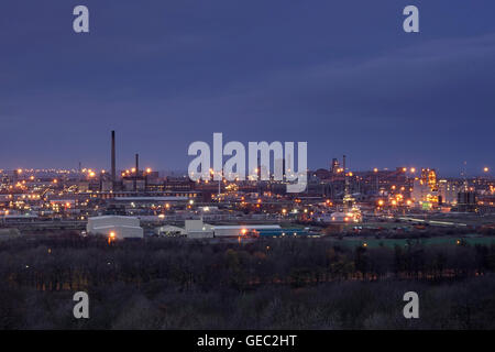 Wilton Chemiefabrik im Abendlicht, Middlesborough, Teesside, England, UK Stockfoto