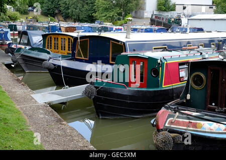 schmale Boote und Lastkähne an Whilton Marina in der Nähe von Daventry England uk Stockfoto