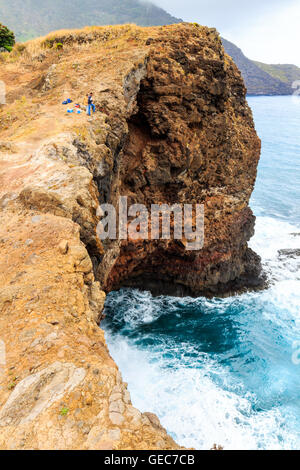 Unglaubliche Aussicht von den Klippen am Ponta de Sao Lourenco, Madeira, Portugal Stockfoto