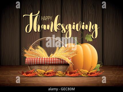 Vektor Herbst Happy Thanksgiving Plakat Design-Vorlage. Elemente werden separat in Vektordatei geschichtet. Stock Vektor