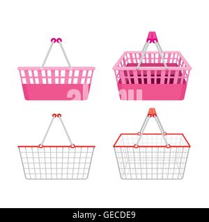 Leere Warenkörbe festgelegt, Ware, Nahrung, Getränk, Schönheit, lifestyle Stock Vektor