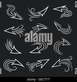 Handgemachte doodle Pfeil Satz im Cartoon-Stil. Stock Vektor