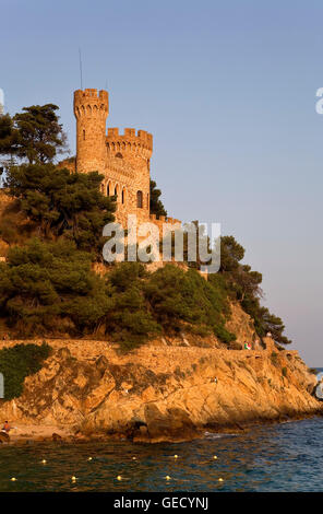 Lloret de Mar. Castle von Platja in Sa Caleta. Costa Brava. Provinz Girona. Katalonien. Spanien Stockfoto
