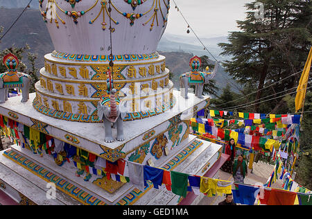 Stupa in Lhagyal-Ri, in der Nähe von Tsuglagkhang complex, McLeod Ganj, Dharamsala Himachal Pradesh Zustand, Indien, Asien Stockfoto