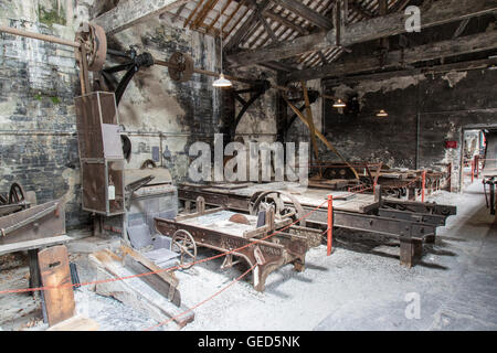 Eines der Ausstellungsstücke im National Slate Museum in Llanberis, Wales. inmitten der ehemaligen Dinorwic-Steinbruch. Stockfoto