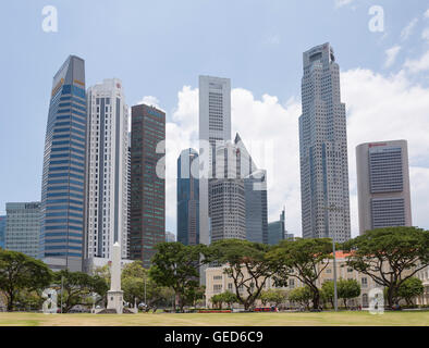 Wolkenkratzer der Stadt CBD aus Singapore Cricket Ground, Insel der Civic District, Singapur, Singapur Stockfoto