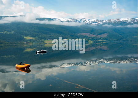 Annavagen Bereich Seeblick auf den Fjord Norwegen Nord-östlich von Bergen Stockfoto
