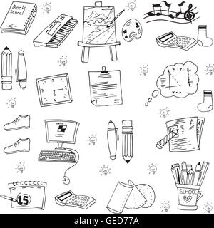 Hand-Draw-Schule-Objekt doodles Stock Vektor