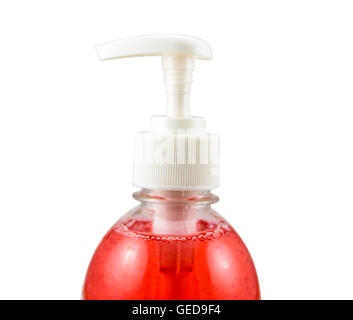 Hand Sanitizer Gel Flasche hautnah Stockfoto