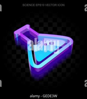Wissenschaft-Symbol: 3d Neon leuchtende Kolben aus Glas, EPS 10 Vektor. Stock Vektor