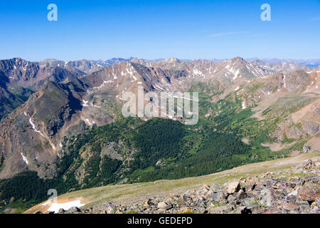 Landschaft und die Tierwelt auf der Wanderung zum Gipfel des Mount Massive Colorado 14.421 Fuß Stockfoto