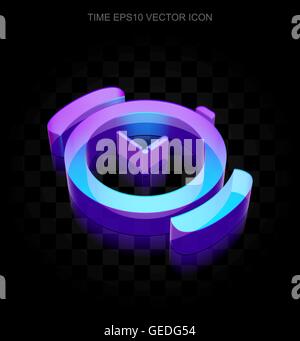 Timeline-Symbol: 3d Neon leuchtende Uhr aus Glas, EPS 10 Vektor. Stock Vektor