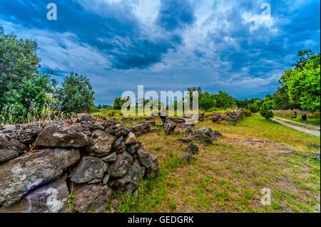 Italien-Sizilien-Giardini-Naxos - archäologische Stätte von Naxos-Wände Stockfoto