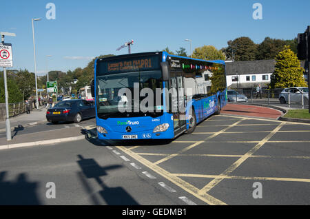 Eine erste Gruppe Mercedes-Benz Citaro arbeiten an Truro Park & Fahrt service PR1, Langarth Park P & R. Stockfoto