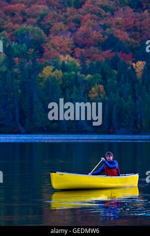 Geographie / Reisen, Kanada, Ontario, Frau paddeln Kanu auf Rock Lake im Algonquin Provincial Park, Ontario, Modell veröffentlicht. Stockfoto