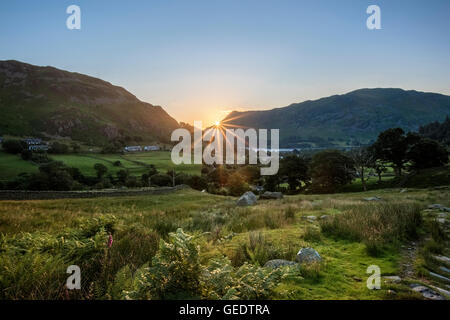 Aufgehenden Sonne über Glenridding Stockfoto