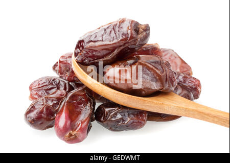 Closeup süß getrocknete Datteln Obst auf weißem Hintergrund isoliert Stockfoto