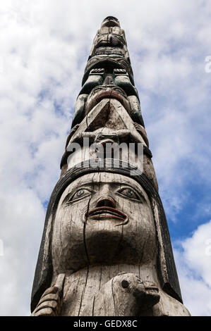 Totempfahl Detail, Juneau, Alaska, USA Stockfoto