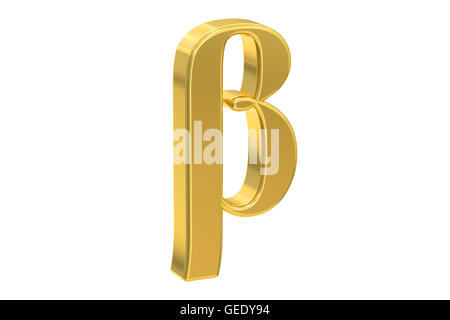 Beta-golden, 3D-Rendering Zeichen isoliert auf weißem Hintergrund Stockfoto