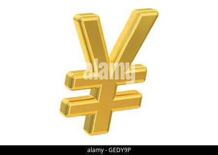 Yen oder Yuan Symbol, 3D-Rendering isolierten auf weißen Hintergrund Stockfoto