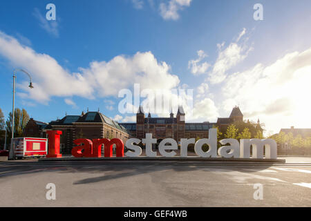 Amsterdam; Niederlande am 3. Mai; 2016: Rijksmuseum Amsterdam Museumsbereich mit den Worten, die ich AMSTERDAM in Amsterdam gezeigt wird Stockfoto