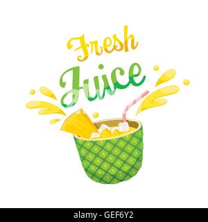 Frische Ananas-Saft, Sommer, tropische Früchte, gesunde Ernährung, Lebensmittel, Getränke, natürliche Stock Vektor