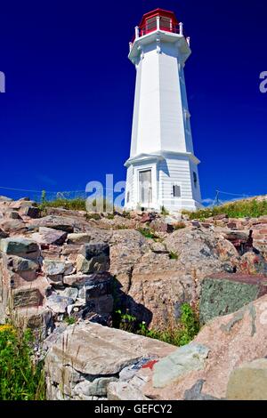 Geographie / Reisen, Kanada, Nova Scotia, Nova Scotia, Louisbourg Licht am Eingang zum Hafen von Louisbourg, Lighthouse Point, Louisbourg, Highway 22, Fleur de Lis Trail Marcon Stockfoto