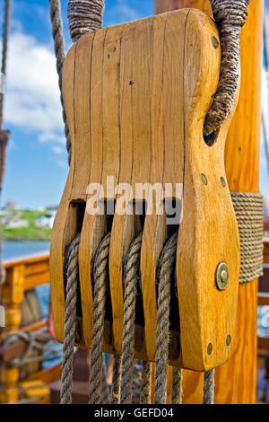 Geographie / Reisen, Takelage des Schiffes Matthew im Matthew Legacy in Bonavista, Cape Bonavista, Bonavista Halbinsel, Lehrpfad, Bonavista Bay, Newfoundland, Neufundland-Labrador, Bonavista, Neufundland, Kanada Stockfoto