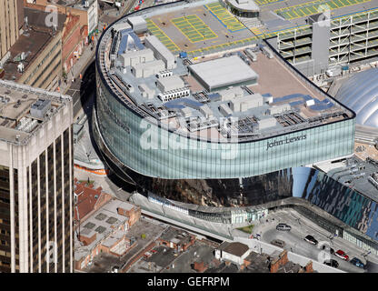 Luftaufnahme von John Lewis-Kaufhaus in der Bullring Shopping Centre, Birmingham, UK Stockfoto