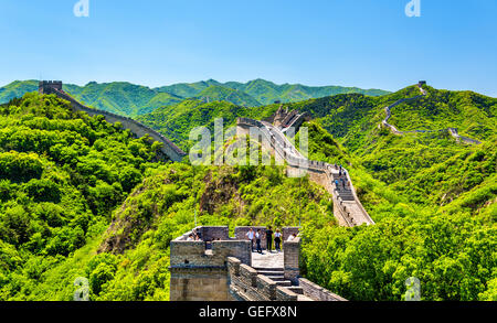 Blick auf die große Mauer bei Badaling - China Stockfoto