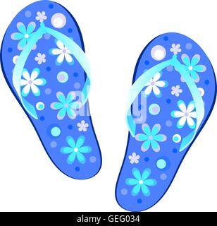 Blaue Vektor Flip Flops. Isoliert auf einem weißen Stockfoto