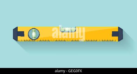Bubble Level Tool in einem flachen Stil. Lineal. Gebäude und technische Ausrüstung. Maßnahme. Vektor-Illustration. Stock Vektor