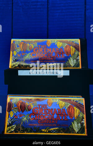 Bio dunkle Schokoriegel aus dem Grenada Chocolate Company. West Indies Stockfoto