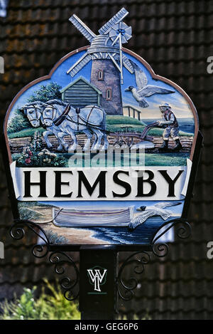 Hembsby Ortsschild. Norfolk. England. UK Stockfoto