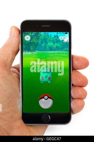 Pokemon gehen auf einem Apple iPhone 6 Stockfoto