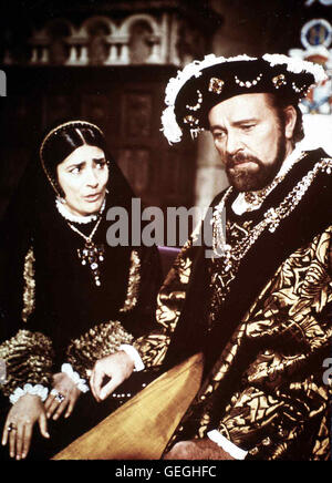 Katharina von Aragon (Irene Papas), Heinrich VIII. von England (Richard Burton) *** lokalen Caption *** 1969, 1960er, 1960er Jahre, Anne der tausend Tage, Film, Katharine von Aragon, König Henry VIII, König Heinrich VIII, Koenigin für 1000 Tage Stockfoto