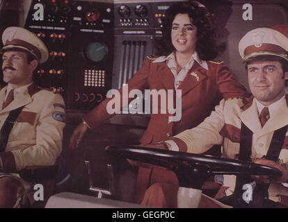 Schultern O'Brien (John Beck), Kitty Baxter (Stockard Channing) Und Dan Torrance (Joseph Bologna) *** lokalen Caption *** 1976, Big Bus, sterben Haarsträubende Reise In Einem Verrückten Bus Stockfoto