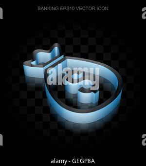 Geld-Symbol: blaue 3d Money Bag Papier, transparente Schatten, Vektor EPS 10 gemacht. Stock Vektor